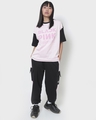 Shop Women's Black & Pink Color Block Relaxed Fit Cargo Joggers-Full