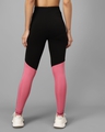 Shop Women's Black & Pink Color Block Skinny Fit Tights-Design