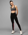 Shop Women's Black & Pink Color Block Skinny Fit Tights-Full