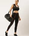 Shop Women's Black & Pink Piping Skinny Fit Tights