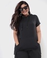 Shop Women's Black Plus Size Hoodie T-shirt-Front