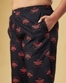 Shop Women's Black All Over Printed Oversized Wide Leg Plus Size Pyjamas-Full