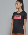 Shop Women's Black Positive Typography Slim Fit T-shirt-Design