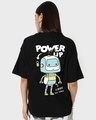 Shop Women's Black Power Up Graphic Printed Oversized T-shirt-Front