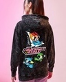 Shop Women's Black Powerpuffed Christmas Graphic Printed Oversized Hoodies-Front