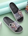 Shop Women's Black Printed Sliders-Front