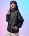 Shop Women's Black Exhale Typography Super Loose Fit Windcheater Jacket-Design