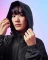 Shop Women's Black Exhale Typography Super Loose Fit Windcheater Jacket