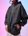 Shop Women's Black Exhale Typography Super Loose Fit Windcheater Jacket