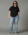 Shop Women's Black Promo Graphic Printed Plus Size Boyfriend T-shirt-Full
