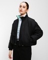 Shop Women's Black & Sage Reversible Super Loose Fit Puffer Jacket-Full