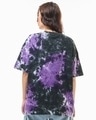 Shop Women's Black & Purple Hallows Tie & Dye Oversized T-shirt-Full