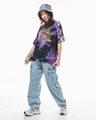 Shop Women's Black & Purple Hallows Tie & Dye Oversized T-shirt