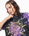 Shop Women's Black & Purple Hallows Tie & Dye Oversized T-shirt