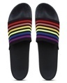 Shop Women's Black Rainbow Striped Sliders-Full