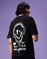 Shop Women's Black Rave Generation Graphic Printed Oversized T-shirt-Front