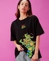 Shop Women's Black Ready Set Ninja Graphic Printed Oversized T-shirt-Front