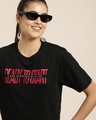Shop Women's Black Ready to Start Typography Oversized T-shirt-Front