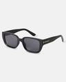 Shop Women's Black Rectangular Polarised Lens Sunglasses-Full