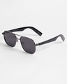 Shop Women's Black Rectangular Polarised Lens Sunglasses-Full