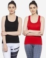 Shop Pack of 2 Women's Black & Red Tank Tops-Front