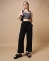 Shop Women's Black Relaxed Fit Track Pants-Full