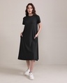 Shop Women's Black Relaxed Fit A-Line Dress-Front