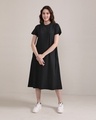 Shop Women's Black Relaxed Fit A-Line Dress-Full