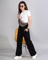 Shop Women's Black Relaxed Fit Cargo Pants-Full