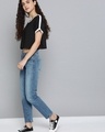 Shop Women's Black Relaxed Fit Crop T-shirt-Full