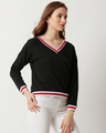 Shop Women's Black Relaxed Fit Dark Star Ribbed Sweatshirt-Design