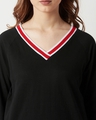 Shop Women's Black Relaxed Fit Dark Star Ribbed Sweatshirt-Full