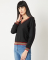 Shop Women's Black Relaxed Fit Opposite Attracts Ribbed Sweatshirt-Design