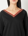 Shop Women's Black Relaxed Fit Opposite Attracts Ribbed Sweatshirt-Full
