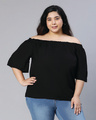 Shop Women's Black Relaxed Fit Plus Size Top-Front