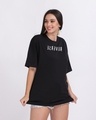 Shop Women's Black Reverse Typography Oversized T-shirt-Design