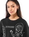 Shop Women's Black Rick N Monty Chats Graphic Printed Oversized Short Top