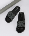 Shop Women's Black Ripple Effect Adjustable Velcro Sliders-Front