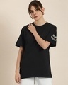 Shop Women's Black Roses Typography Back Printed Oversized T-shirt-Design