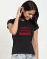 Shop Women's Black Saas and Badass Slim Fit T-shirt-Front