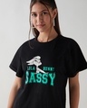Shop Women's Black Sassy Graphic Printed Boyfriend T-shirt