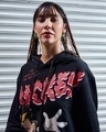 Shop Women's Black Skater Mickey Graphic Printed Oversized Hoodies