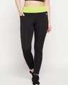Shop Women's Black Slim Fit Activewear Tights-Front