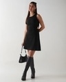 Shop Women's Black Slim Fit Bodycon Midi Dress-Full