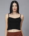 Shop Women's Black Slim Fit Camisole Short Top-Front