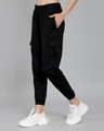 Shop Women's Black Slim Fit Cargo Joggers-Design