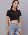 Shop Women's Black Slim Fit Short Top-Design
