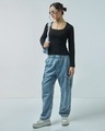 Shop Women's Black Slim Fit Short Top-Full