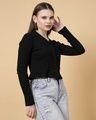 Shop Women's Black Rib Slim Fit Short Top-Design