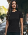 Shop Women's Black Slim Fit T-shirt-Front